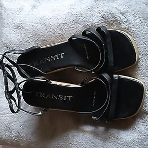 New York Transit Black Sandals with Ankle Strap